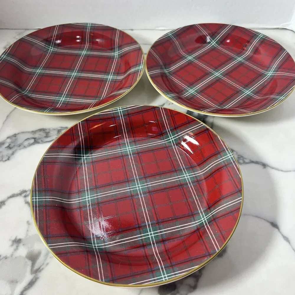 3 Williams Sonoma Red Plaid Christmas 9